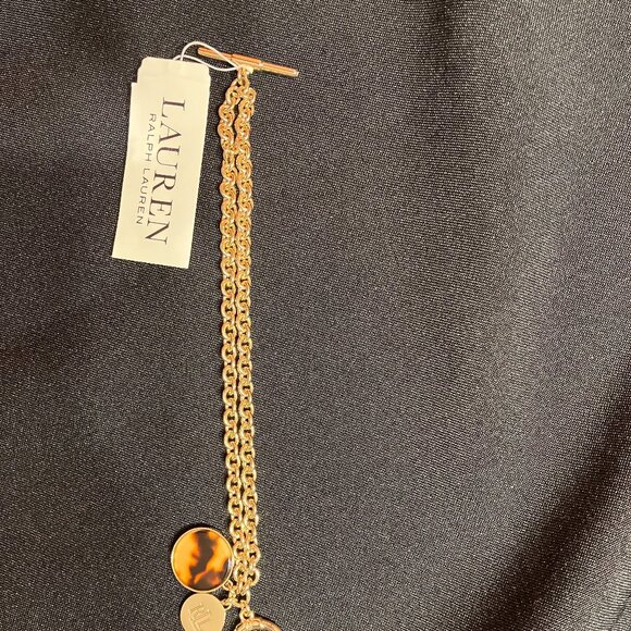 Ralph Lauren Gold Chain Bracelet with Initial and a Warm Brown Charm - Picture 4 of 8